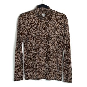 NWT J Crew Factory Leopard Printed Tissue Turtleneck
